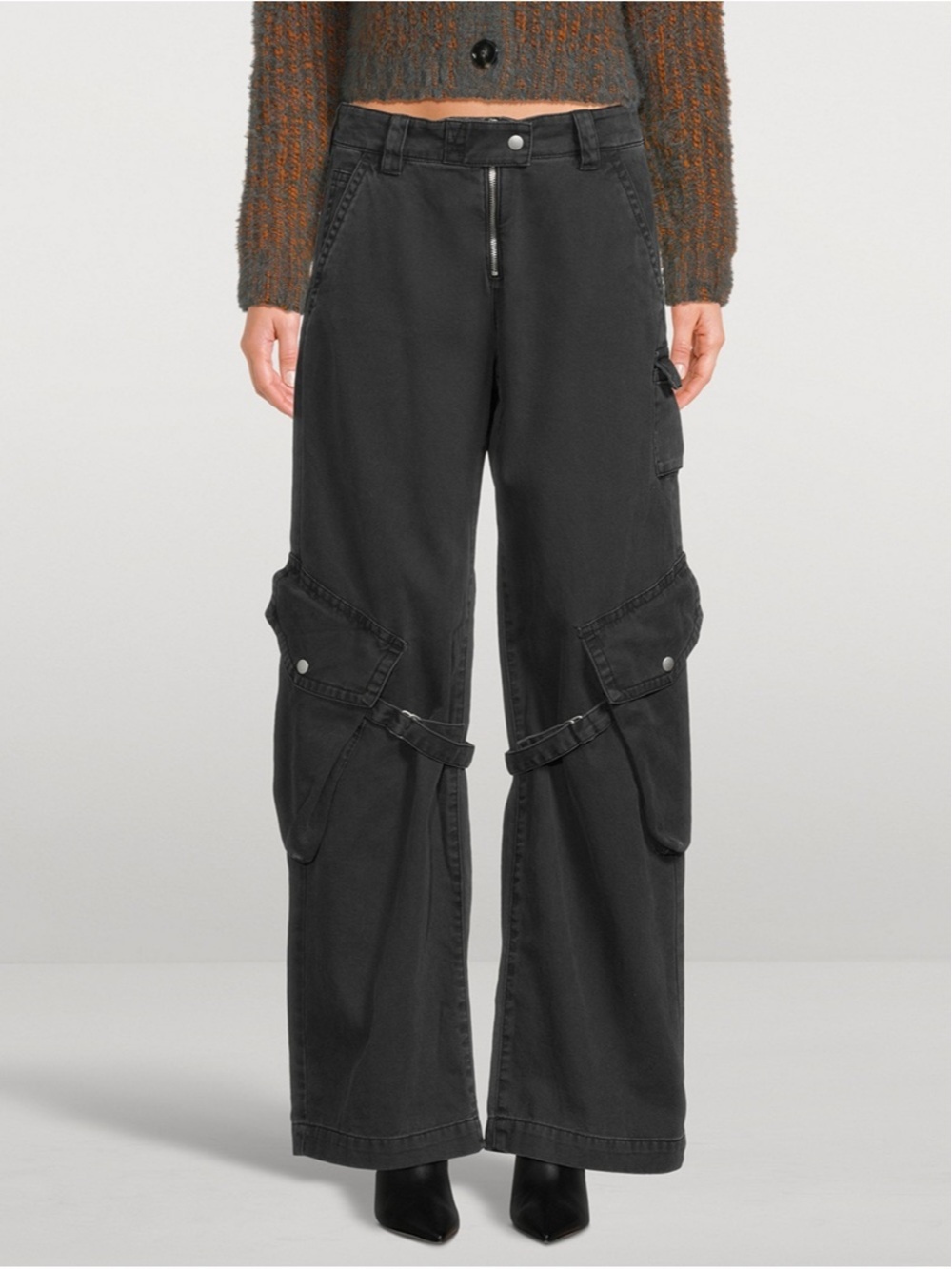 ACNE STUDIOS grey cargo trousers denim fabric size 6